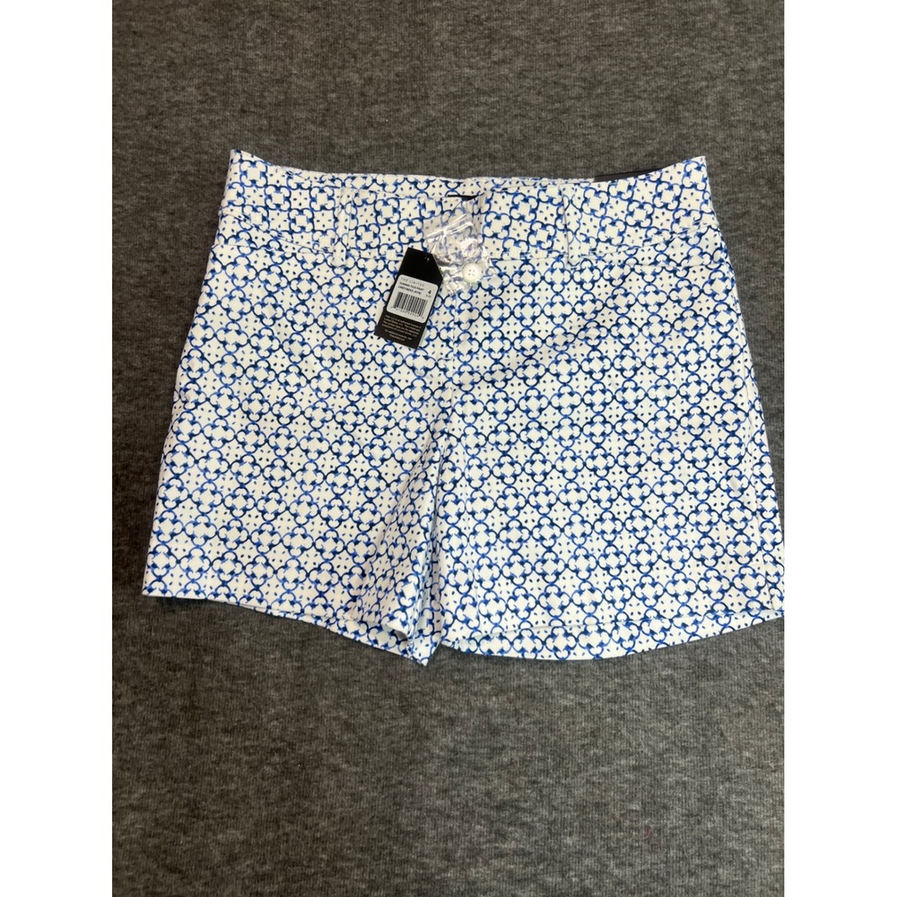The Limited Tailored Shorts Womens 4 Blue White Geometric Tile Print LMD180S NEW